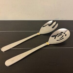 Stainless Steel Serving Set | Silver Gold Tone Accent 11 Inch 2 Piece Set